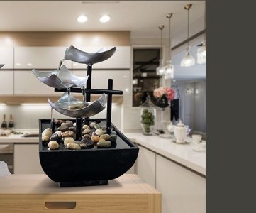 HOMEDECOR FENG SHUI DESKTOP WATER FOUNTAIN ORNAMENT – Indoor Tabletop Craft with Flowing Water, LED Mist & Ceramic Finish for Office, Meditation & Home Decor