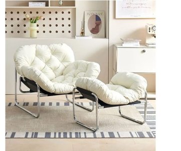 SINGLE SOFA CHAIR NORDIC STYLE – Solid-color leisure chair with iron frame, perfect for living rooms, balconies, or lunch breaks—blending comfort with medieval-inspired design.