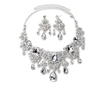 WATER DROP JEWELRY SET – Exaggerated Rhinestone Earrings & Clavicle Chain | Elegant Women’s Accessories for Parties, Fashion, and Everyday Glam