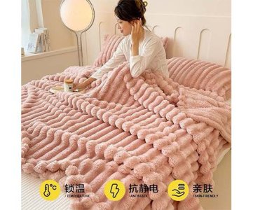 Light luxury solid color multifunctional rabbit velvet blanket winter thick warm flannel cozy and stylish winter essential for warmth, comfort, and elegant décor.