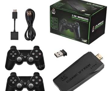 M8 portable video game console 2.4g double wireless controller 4k 64gb retro gaming stick supports cps format tv kids gift classic fun in modern form.