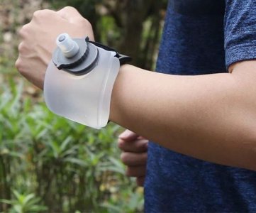 Hydrate200 handheld hydration flask black 200ml soft squeeze bottle with mouth spout wrist strap secure closure ideal for gym, hiking, outdoor sports.