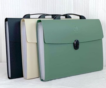Surefile portable document folder – green handle file case with snap-lock closure, 26×32.9×3.5cm sturdy build for office, school, or home organization