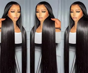 Lace-front Black straight synthetic wig with natural hairline, heat-resistant fibers, 24-inch length for cosplay, parties, everyday wear or beauty styling