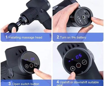 Smart digital Massage gun with LED display, adjustable intensity levels, round head attachment, portable design, muscle recovery for gym, home or travel