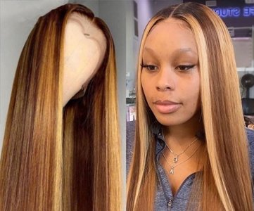 Dual-Tone Long Hair Synthetic Wig Set – Wavy & Straight Styles, Natural Hairline, Heat-Resistant Fiber, Auburn & Blonde Blend, Display Head Combo