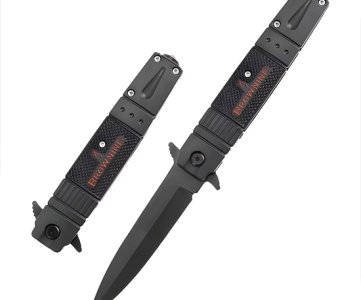 Browning Tactical Folding Knife Duo – Black Edition – Sharp Blade, Textured Grip, Pocket Clip, Safety Lock, Sleek Design, Outdoor Survival Gear