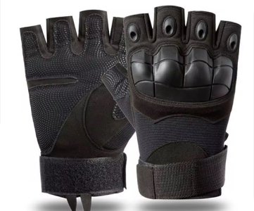 Tactical Finger-Reinforced Gloves – Olive Black Edition – Knuckle Shield, Palm Grip, Velcro Strap, Breathable Mesh, Durable Fit, Outdoor Utility