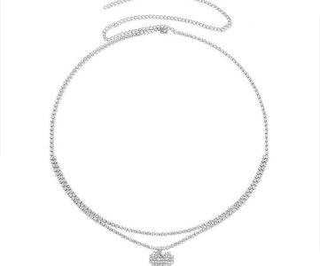 Silver Waist Chain with Heart Pendant – Minimal Chic Edition – Adjustable Fit, Stone-Encrusted Charm, Lightweight, Casual/Clubwear Accessory, Unisex Appeal