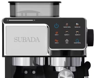 Subada Espresso Coffee Maker – Multi-Function Brewing System with Steam Wand, Hot Water Dispenser, LED Control Panel, 850W, Black/Silver Finish