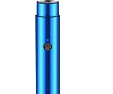 Mini USB Rechargeable Electric Shaver – Pocket Design, LED Indicator, Fast Charging, Travel-Friendly Grooming Tool for Men, Blue Cylinder Body
