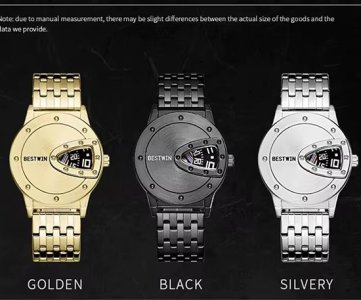 BESTWIN Black Teardrop Chronometer Wristwatch – Unique Dual-Face Design, Metal Link Strap, Precision Time Display & Premium Build for Men