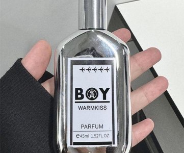 Boy warmkiss perfume - 45ml, metallic silver bottle, long-lasting scent, unisex fragrance, elegant packaging, travel size, stylish, premium aroma