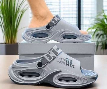 fashion sandals - gray, breathable cut-out design, adjustable buckle straps, lightweight, stylish, casual wear, unisex, durable sole, summer comfort