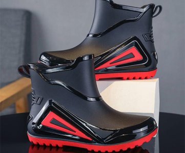 Glossy ankle boots – geometric design, waterproof, anti-slip sole, modern style, durable, easy to wear, unisex, fashion-forward, indoor/outdoor use