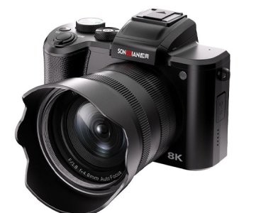 sonoian 8k digital camera – f/1.8 lens, auto focus, 4.8mm, textured grip, hot shoe mount, pro-grade imaging, lens hood, high resolution, compact body