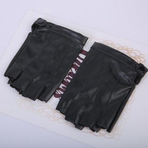 Black Faux Leather Fingerless Gloves with Sleek Finish, Snug Fit, and Open Knuckle Design for Fashion Styling, Dance, Cosplay, and Performance Wear