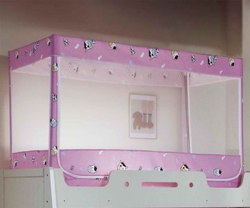 Bunk-Bed Polyester Mosquito Net Canopy – Full Enclosure with Overlapping Panels, Easy Hang, Protection from Insects (Cream White