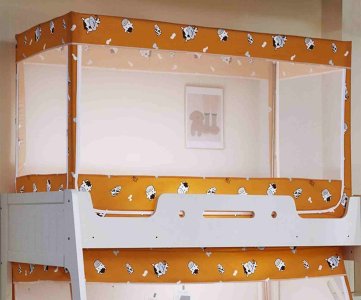 Bunk-Bed Polyester Mosquito Net Canopy – Full Enclosure with Overlapping Panels, Easy Hang, Protection from Insects (Cream White