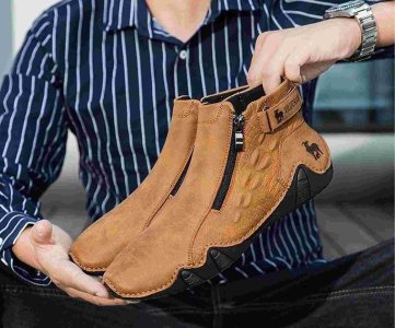 Xiluoramu Desert Trekking Boots – Lightweight PU Leather Hiking Shoes with Side Zipper, Anti‑Slip Sole, Breathable Design for Outdoor & Urban Wear