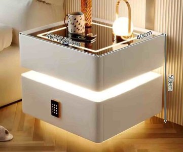 Smart LED Bedside Cabinet with USB Charging, Digital Lock, Ambient Light, 3 Drawers, Modern Nightstand for Bedroom, Office, or Hotel Use