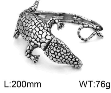 Alligator Crocodile Bracelet for Women Men Gothic Punk Style Animal Shaped Wristband Bangle Jewelry Fashion Accessory Gift Stainless Steel Black