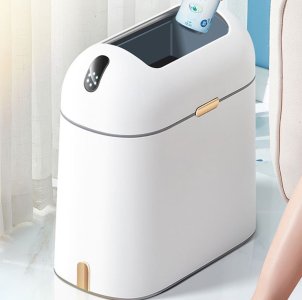 Smart Touch-Control Trash Can – Automated Lid, One-Key Open Function, Cylindrical Design, Hygienic Waste Disposal for Home, Office & Modern Interiors