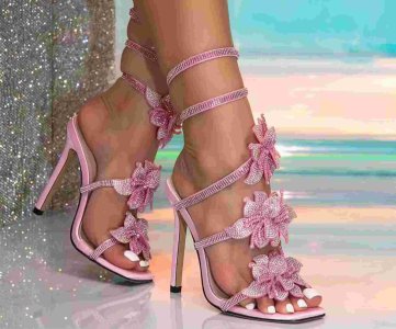 Butterfly Embellished High-Heeled Sandals for Women – Multi-Strap Design, Stiletto Heel, Open Toe, Zipper Closure, Elegant Footwear for Events & Styling