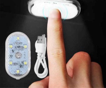 Touch-Activated Rechargeable LED Light – Compact Motion-Free Sensor Lamp with USB Charging, Multi-LED Array for Cabinets, Vehicles & Portable Illumination