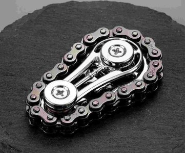 Mechanical Chain Fidget Toy – Gear-Driven Stress Relief Spinner with Dual Bearings, Metal Arms & Chain Loop for Focus, Anxiety & Desk Play