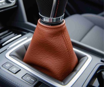 Manual Gear Lever Cover – Universal Fit with Leather Boot & Chrome Base Trim for Car Interior Upgrade, Dust Protection & Transmission Styling
