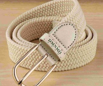 DAMNJI Woven Belt – Flexible Braided Waist Strap with Embossed Leather Tip & Metal Buckle for Casual, Business & Semi-Formal Wear, Unisex Fit