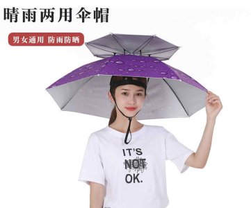 Dual-Layer Umbrella Hat for Sun & Rain Protection – Hands-Free Wearable Canopy with Chin Strap, Lightweight Design & All-Weather Coverage