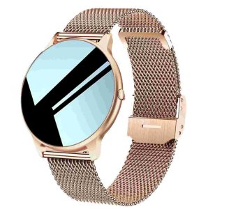 Minimalist Mirror Dial Watch – Black Mesh Band, Round Case, Diagonal Stripe Design & Crown Adjustment for Fashion-Forward Everyday or Formal Wear