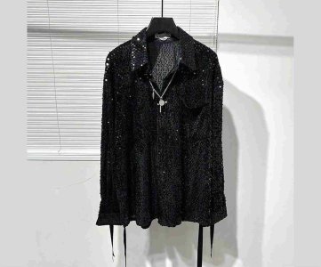 Long-Sleeved Sequined Shirt – Loose Fit with Reflective Surface, Statement Texture & Modern Styling for Fashion Shoots, Events or Nightlife Looks