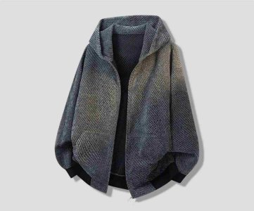 Oversized Herringbone Jacket – Wide Sleeves, Ribbed Trim & Sculptural Silhouette for Editorial Styling, Streetwear or Cold-Weather Fashion Statements