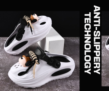 Decorative Clogs – Thick Sole with Strap, Textured Insole & Playful Front Embellishments for Streetwear, Casual Fashion or Boutique Drops