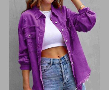 SunFlare Denim Jacket – Distressed Orange Wash with Frayed Edges, Metal Buttons & Chest Pockets for Streetwear, Boutique Drops or Layered Capsules