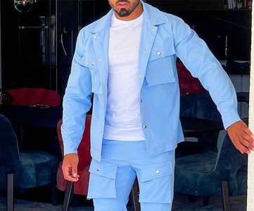 ShadowForm Utility Set – Monochrome Cargo Pants, Buttoned Jacket & Chunky Sneakers for Streetwear, Boutique Drops or Editorial Styling