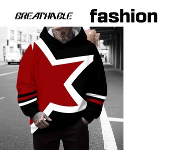 Star-Spangled Banner Hoodie – Pullover with Bold Star Graphic, Striped Sleeve Accents & Breathable Fabric for Everyday Casual or Retail Stocking