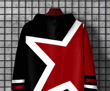 Star-Spangled Banner Hoodie – Pullover with Bold Star Graphic, Striped Sleeve Accents & Breathable Fabric for Everyday Casual or Retail Stocking