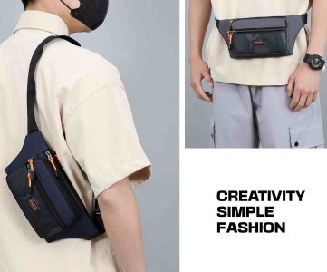 Camouflage Waist Bag – Dual-Zip Sling with “JINGPIN” Label & Orange Pulls for Everyday Utility, Streetwear Styling or Retail Display