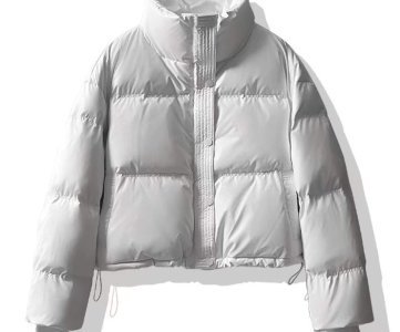 Female Cropped Puffer Jacket – Quilted High-Collar Design with Zip Closure for Boutique Styling, Cold-Weather Capsules or Retail Display