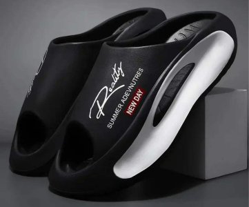 Unisex Slide Sandals – Printed Upper with Cut-Out Sole & Bold Typography for Boutique Styling, Summer Capsules or Retail Display